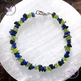 Lapis Lazuli, Peridot & Black Onyx Chip Bracelet